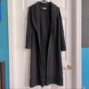 Easel extra long knit cardigan sweater size small dark gray
